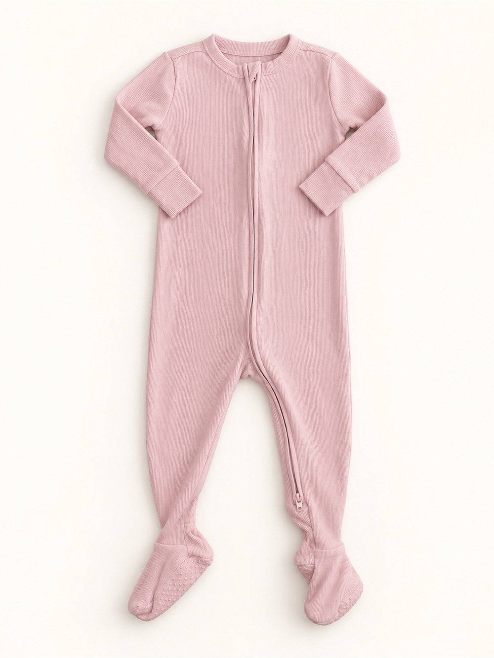 Old Navy Ribbed One-Piece Footed Zipper Pajamas - Pink
